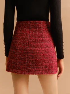 Clearance Mid-Waist Tweed Zipper Skirt Skirts|Bottoms