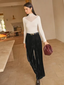 Best Mid-Waist Velvet Pants Without Belt Bottoms
