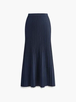 Clearance Minimalism Contrast Trim Sweater Skirt Set Sweater Tops|Skirts