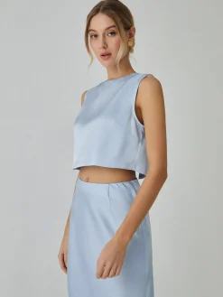Sale Minimalism Stain Split Cropped Top Crop Tops|Tank Tops & Camis