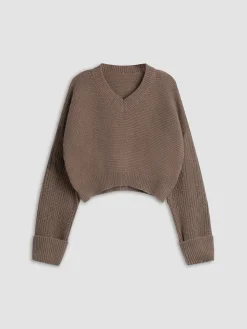Best Minimalism V Neck Pullover Sweater Sweater Tops|Sweaters & Cardigans