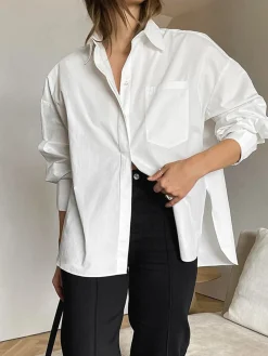 Sale Minimalist Button Down Shirt Blouses & Shirts|Tops