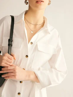 Minimalist Button Polo Jumpsuit With Belt White Dresses|Jumpsuits & Rompers