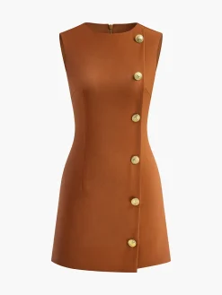 Discount Minimalist Button Tank Dress Black Dresses|Casual Dresses
