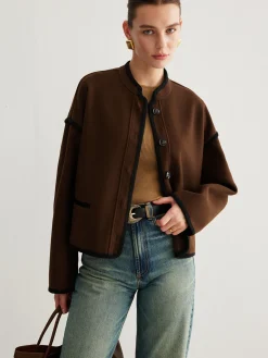 Discount Minimalist Contrast Trim Tweed Jacket Outerwear|Jackets