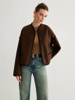 Discount Minimalist Contrast Trim Tweed Jacket Outerwear|Jackets