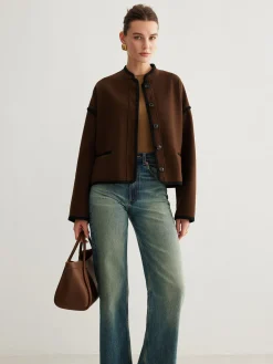 Discount Minimalist Contrast Trim Tweed Jacket Outerwear|Jackets