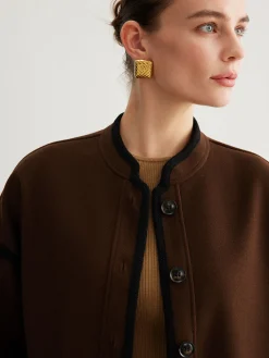 Discount Minimalist Contrast Trim Tweed Jacket Outerwear|Jackets