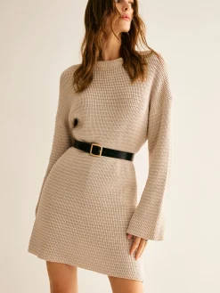 Discount Minimalist Crew Neck Sweater Without Belt White Dresses|Sweater Dresses