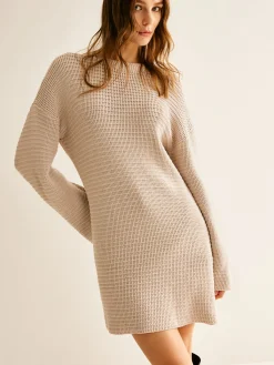 Discount Minimalist Crew Neck Sweater Without Belt White Dresses|Sweater Dresses