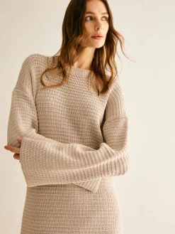 Discount Minimalist Crew Neck Sweater Without Belt White Dresses|Sweater Dresses
