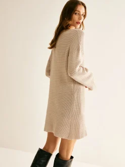 Discount Minimalist Crew Neck Sweater Without Belt White Dresses|Sweater Dresses