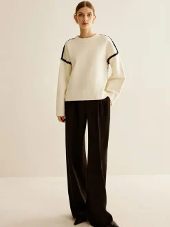 Minimalist Embroidered Trim Sweater Sweater Tops|Sweaters & Cardigans