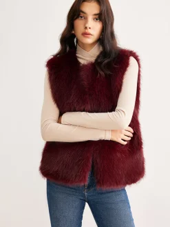 Online Minimalist Faux Fur Vest Outerwear|Vests