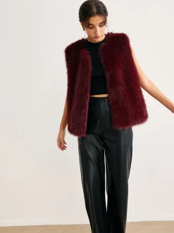 Online Minimalist Faux Fur Vest Outerwear|Vests