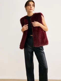Online Minimalist Faux Fur Vest Outerwear|Vests
