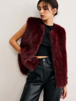 Online Minimalist Faux Fur Vest Outerwear|Vests