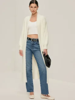 New Minimalist Fuzzy Long Cardigan Cardigans|Sweaters & Cardigans