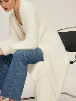 New Minimalist Fuzzy Long Cardigan Cardigans|Sweaters & Cardigans