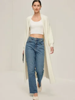 New Minimalist Fuzzy Long Cardigan Cardigans|Sweaters & Cardigans