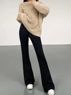 Outlet Minimalist Fuzzy Pullover Sweater Sweater Tops|Sweaters & Cardigans
