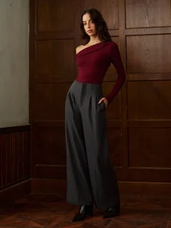 New Minimalist High-Waist Wide-Leg Pants Bottoms