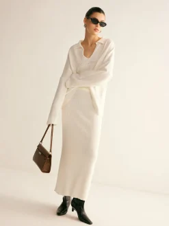 Outlet Minimalist Knit Midi Skirt Set Skirt Sets|Long Sleeve Sets