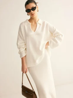 Outlet Minimalist Knit Midi Skirt Set Skirt Sets|Long Sleeve Sets