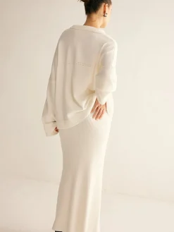 Outlet Minimalist Knit Midi Skirt Set Skirt Sets|Long Sleeve Sets