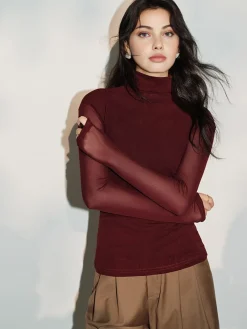 Online Minimalist Mock Neck Jersey Top T-shirts|Tops