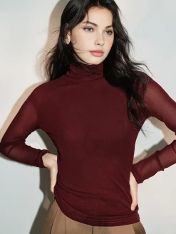 Online Minimalist Mock Neck Jersey Top T-shirts|Tops