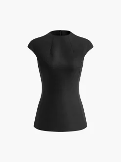 Online Minimalist Piping Corset Zipper Blouse Corset Tops|Blouses & Shirts