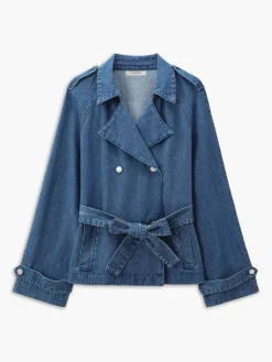 Best Minimalist Plain Belted Denim Jacket Outerwear|Jackets