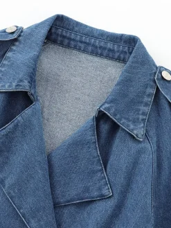 Best Minimalist Plain Belted Denim Jacket Outerwear|Jackets