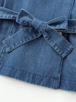 Best Minimalist Plain Belted Denim Jacket Outerwear|Jackets