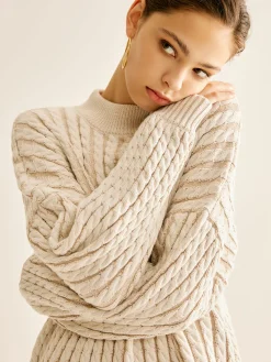 Hot Minimalist Plain Cable Sweater Sweater Tops|Sweaters & Cardigans