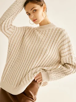Hot Minimalist Plain Cable Sweater Sweater Tops|Sweaters & Cardigans