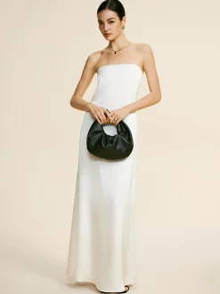 Discount Minimalist Plain Draped Tube Dress White Dresses|Cocktail & Party Dresses