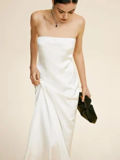 Discount Minimalist Plain Draped Tube Dress White Dresses|Cocktail & Party Dresses