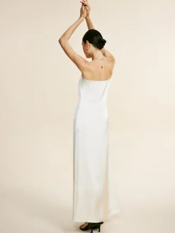 Discount Minimalist Plain Draped Tube Dress White Dresses|Cocktail & Party Dresses