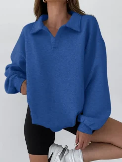 Sale Minimalist Plain Polo Sweatshirt Sweatshirts & Hoodies|Tops