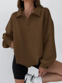 Sale Minimalist Plain Polo Sweatshirt Sweatshirts & Hoodies|Tops