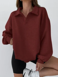 Sale Minimalist Plain Polo Sweatshirt Sweatshirts & Hoodies|Tops