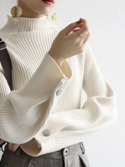 Sale Minimalist Plain Ribbed Sweater Sweater Tops|Sweaters & Cardigans
