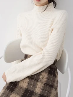 Sale Minimalist Plain Ribbed Sweater Sweater Tops|Sweaters & Cardigans