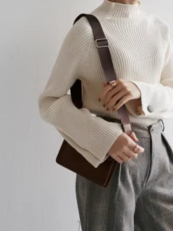 Sale Minimalist Plain Ribbed Sweater Sweater Tops|Sweaters & Cardigans