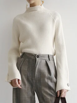 Sale Minimalist Plain Ribbed Sweater Sweater Tops|Sweaters & Cardigans