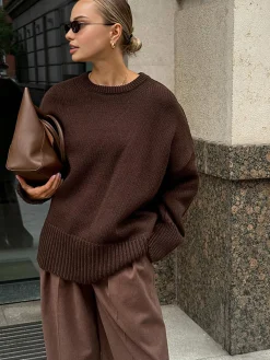 Hot Minimalist Plain Shift Sweater Sweater Tops|Sweaters & Cardigans