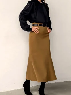 Outlet Minimalist Plain Skirt Without Belt Skirts|Bottoms