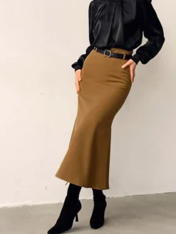 Outlet Minimalist Plain Skirt Without Belt Skirts|Bottoms
